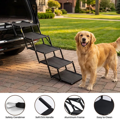 Foldable Dog Car Stairs – 5-Step Heavy Duty