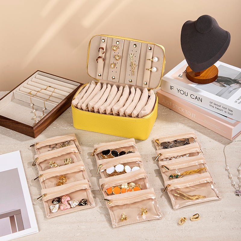 Travel Jewelry Organizer Box With Clear Pouches – Travel Jewelry | Or… – ✨