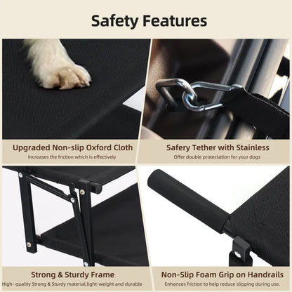 Foldable Dog Car Stairs – 5-Step Heavy Duty