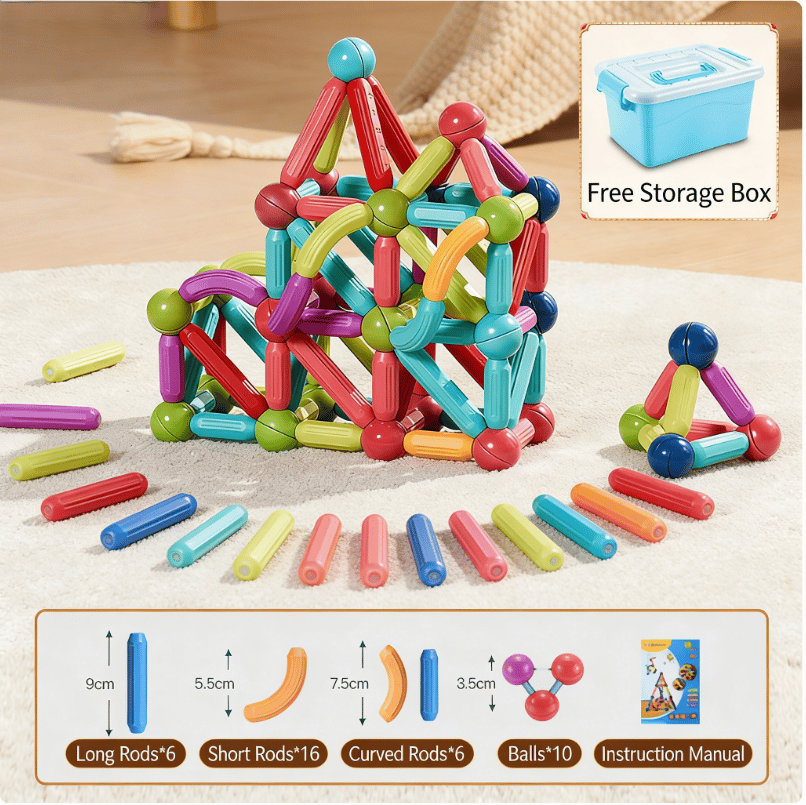 Children's Large Magnetic Building Sticks, Strong Magnet Educational … –