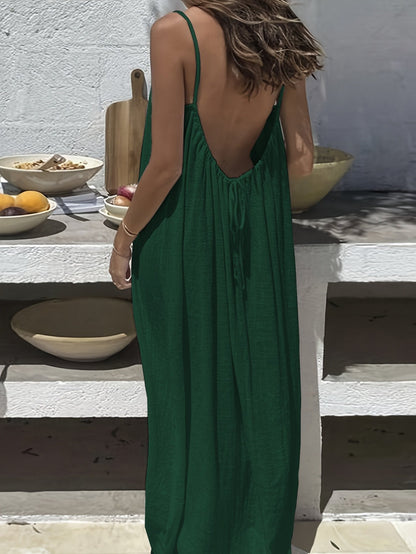 Women's Backless Spaghetti Strap Maxi Dress – Women's Backless | Spag… – 💃 Your