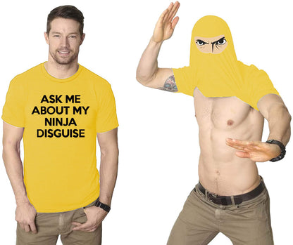 Ninja Disguise Flip-up T-shirt – Unisex, Polyester | Funny Costume Te… – 🔹