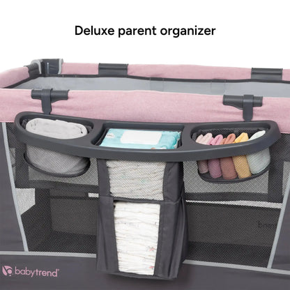 Baby Trend® Simply Smart™ Whisper Grey Portable Nursery Center® Playard w/ Removable Full Bassinet, Changing Table & Organizer