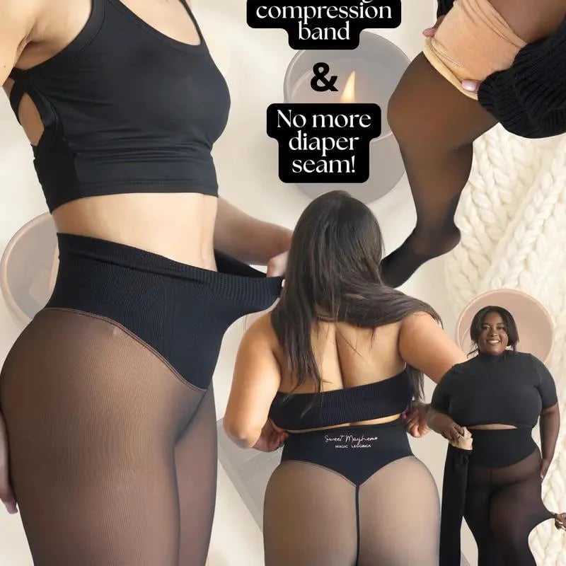 Magic Fleece Lined Leggings – Tummy Control, Skin-tone Sheer, 200g Wa… – ✨ The