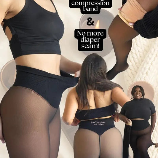 Magic Fleece Lined Leggings – Tummy Control, Skin-tone Sheer, 200g Wa… – ✨ The