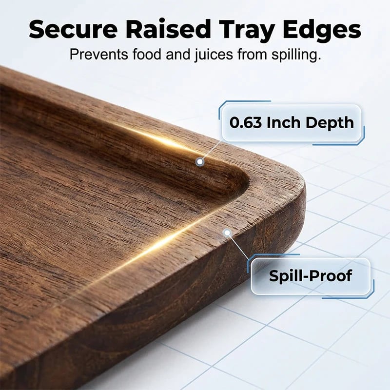 3-Tier Wooden Serving Tray – A-Frame Stand with Handle | Paulownia, Pine & Acacia