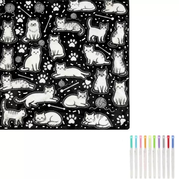 Diy Color Your Own Throw Blanket – 50”x60” Soft Plush Fleece | 24 Pai… – 🎨 Get