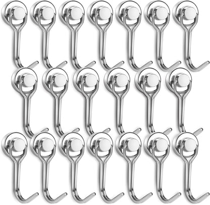 Swivel Magnetic Hooks 30lbs – N52 Neodymium, No-Drill, Rust-Resistant | 10 & 20 Pack