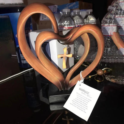 Marriage Takes Three - Entwined Heart & Cross Tabletop Accent – Marri… –