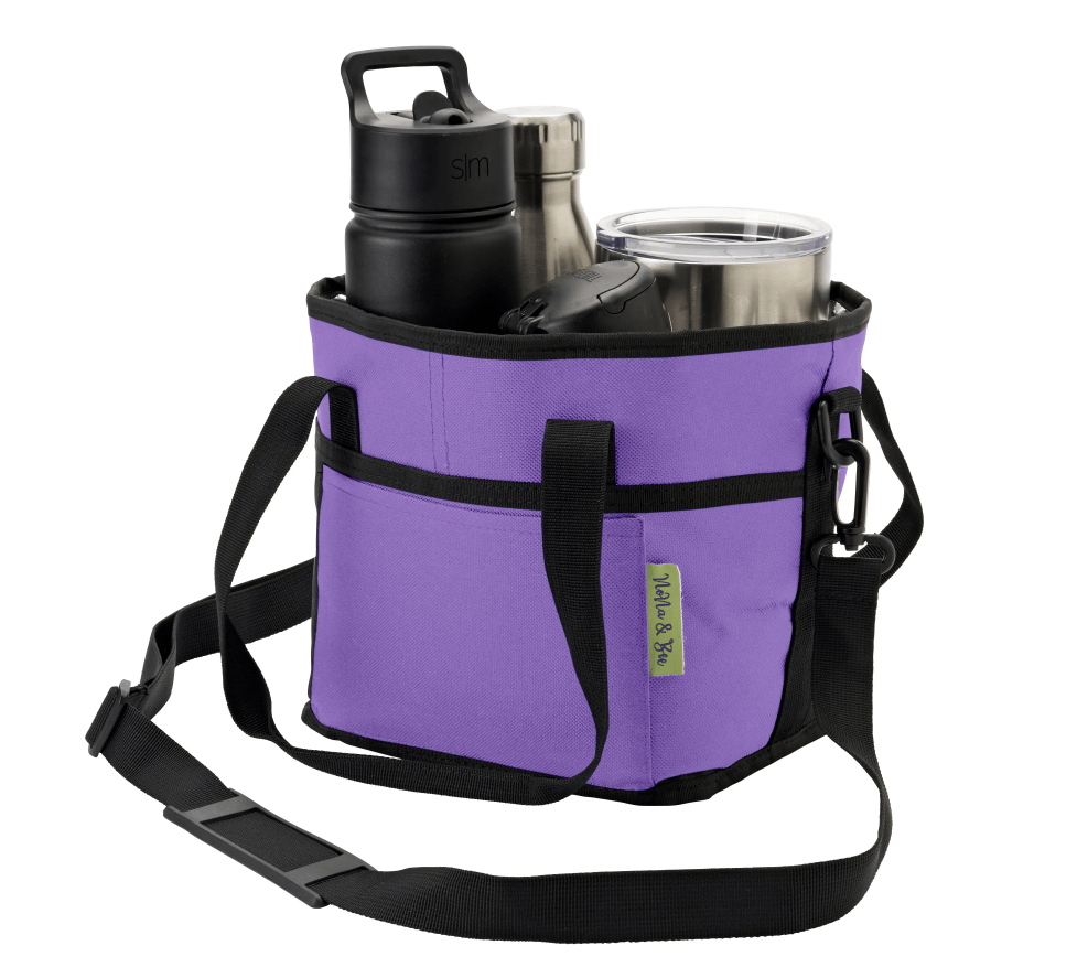 4-Compartment Insulated Drink Carrier Bag – Holds 4 Bottles, Multiple Carry Styles | Black, Pink, Blue, Purple