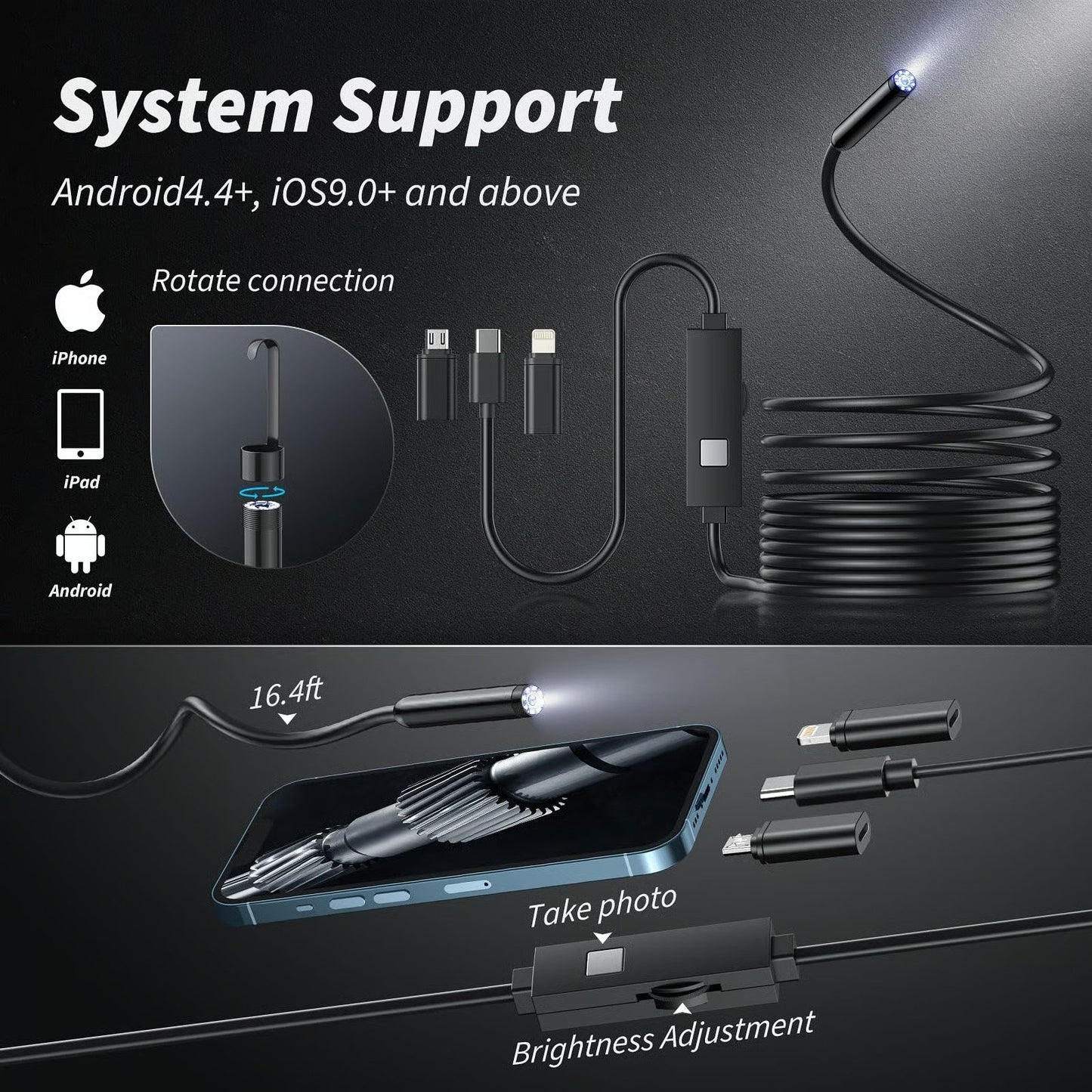 Plug-and-play Endoscope Camera - Compatible With Android & Iphone & I… – Turn
