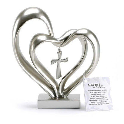 Marriage Takes Three - Entwined Heart & Cross Tabletop Accent – Marri… –