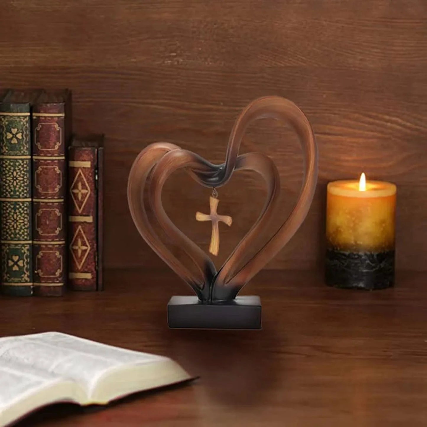 Marriage Takes Three - Entwined Heart & Cross Tabletop Accent – Marri… –