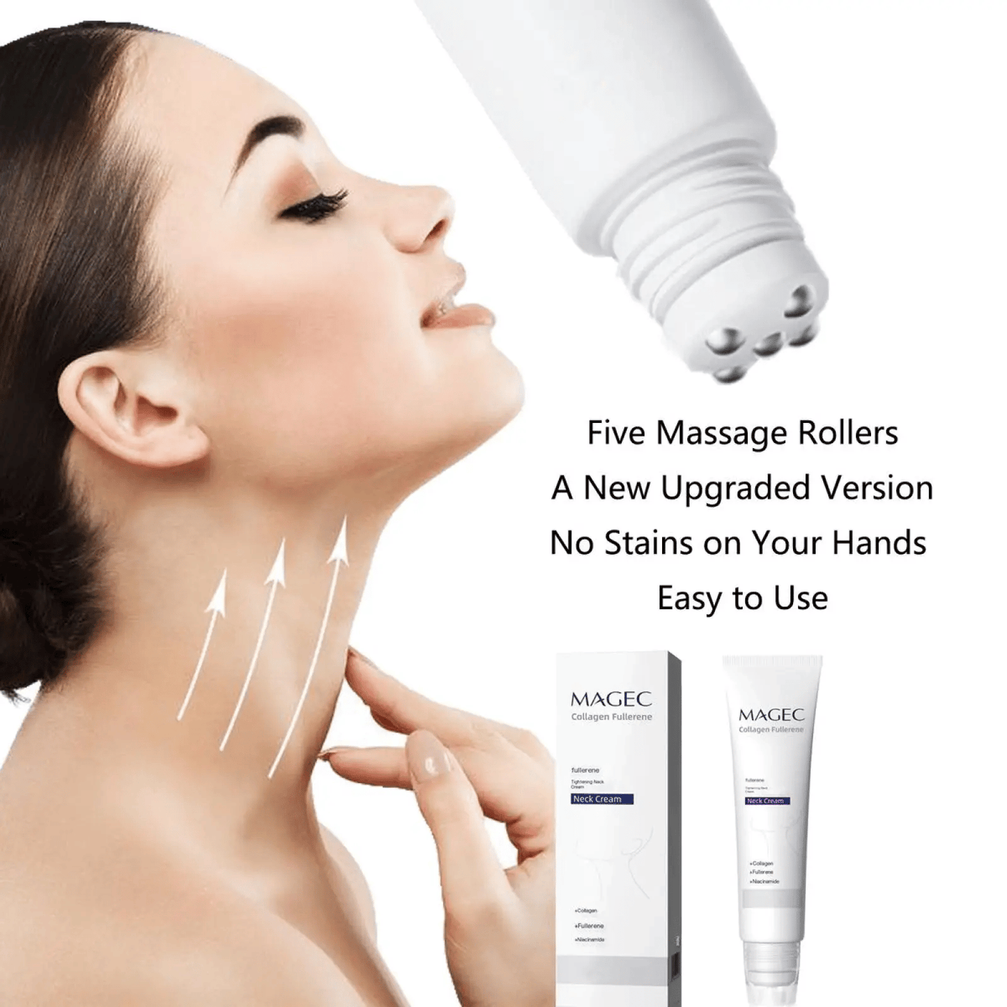 Roller Massage Neck Cream 🧴 Collagen & Hyaluronic Acid – Roller Mass… – ✨ Lift,