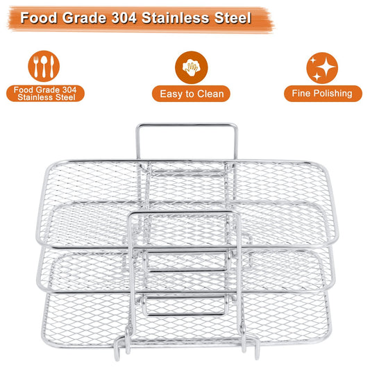 Layer Air Fryer Rack – 304 Stainless Steel | Fits Ninja Dz201 & Dz4… – 🌟 Key