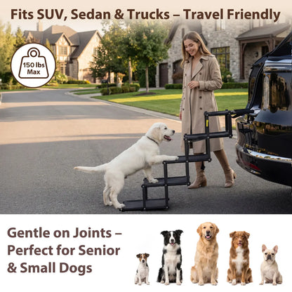 Foldable Dog Car Stairs – 5-Step Heavy Duty