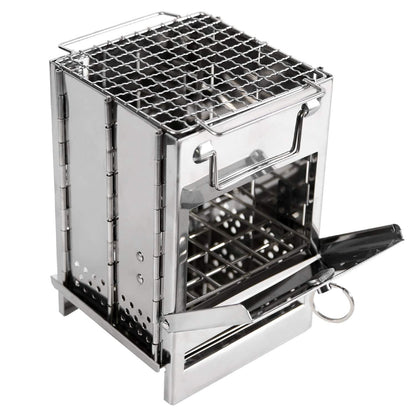 Wood Burning Folding Camp Stove Stainless Steel Grid – Wood Burning |… – 🔹