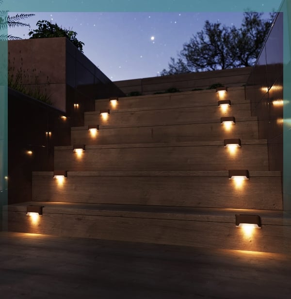 Solar Deck Lights Outdoor – Waterproof, Auto On/Off, No Wiring (4-Pack)