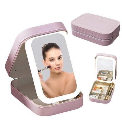 Led Makeup Bag With Built-in Mirror – 3 Lighting Modes, Multi-compart… – 🌟 Key