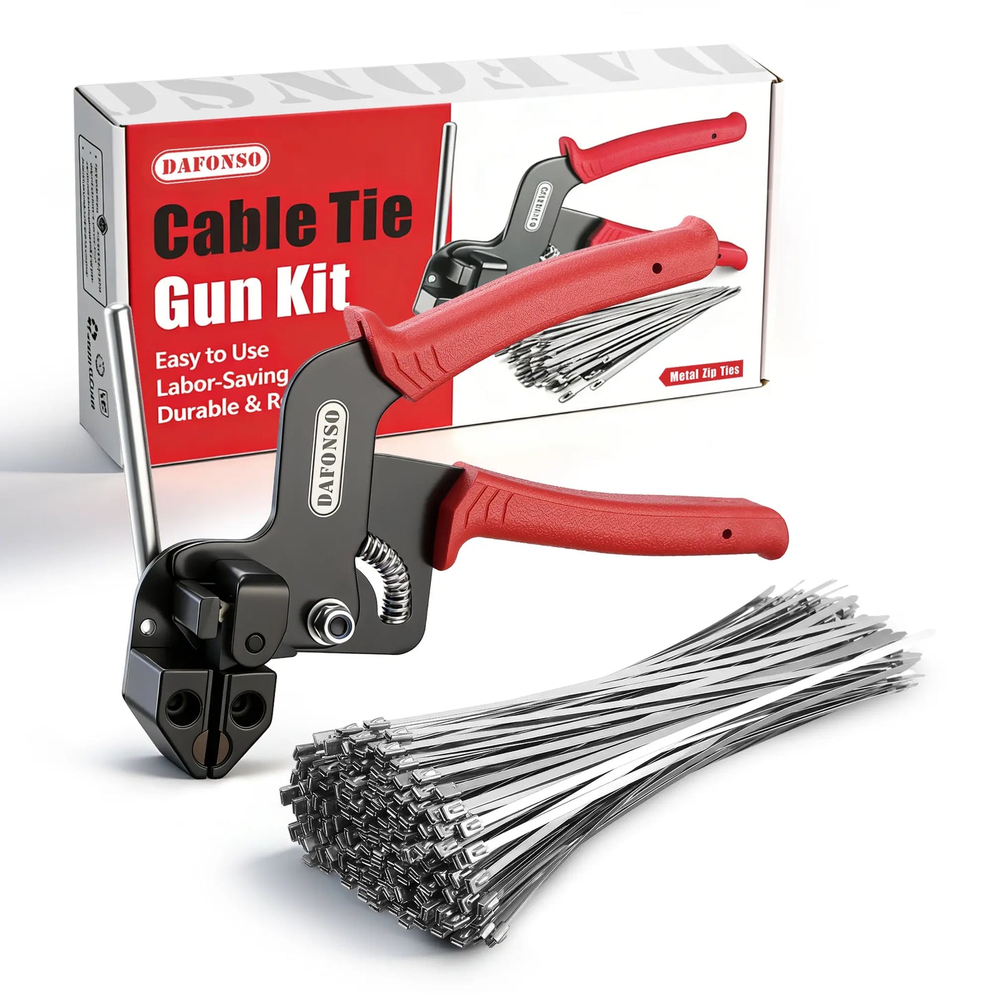 Stainless Steel Cable Tie Gun Kit — 100PCS Heavy Duty