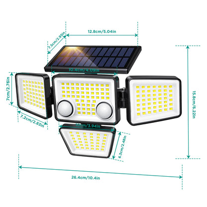 Solar Motion Sensor Light 4-Head 3000LM