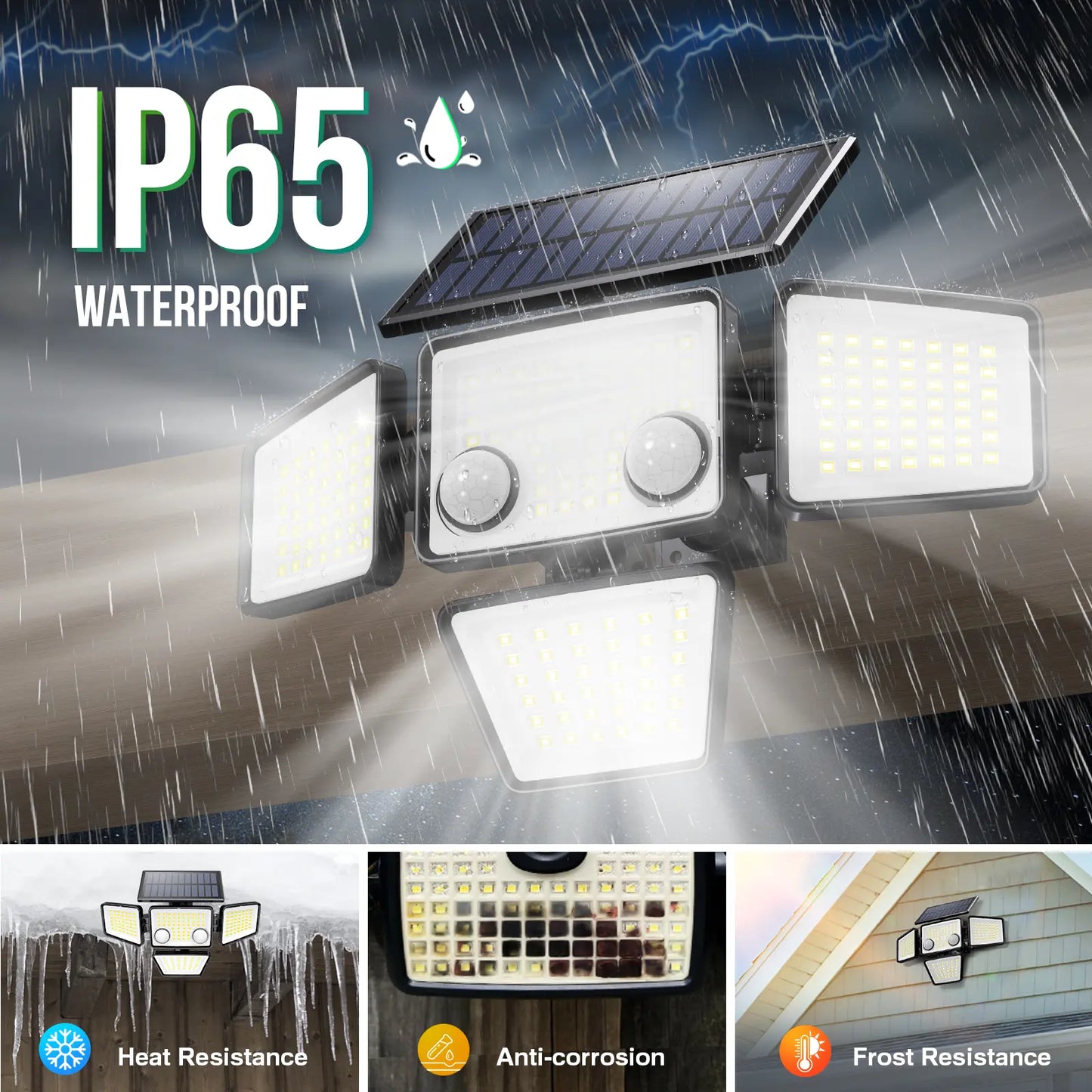 Solar Motion Sensor Light 4-Head 3000LM