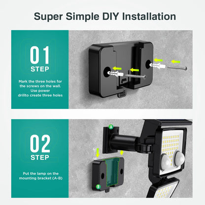 Solar Motion Sensor Light 4-Head 3000LM
