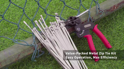 Stainless Steel Cable Tie Gun Kit — 100PCS Heavy Duty
