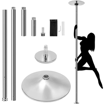 45mm Portable Dance Pole – Spinning & Static, Height Adjustable 7–9ft