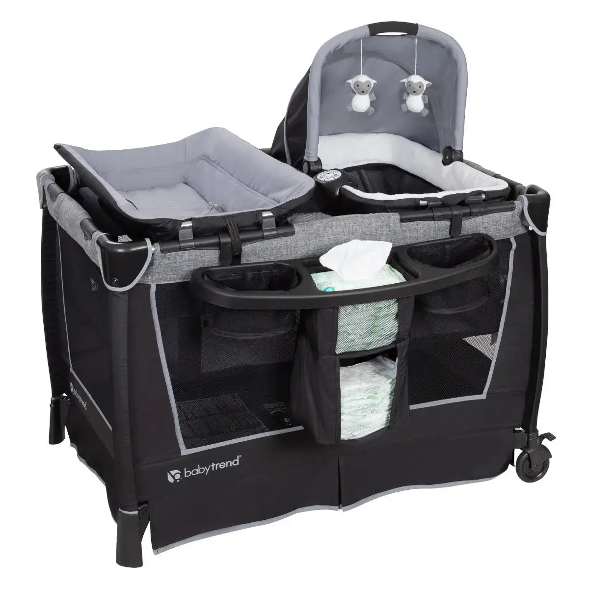 Baby Trend® Simply Smart™ Whisper Grey Portable Nursery Center® Playard w/ Removable Full Bassinet, Changing Table & Organizer