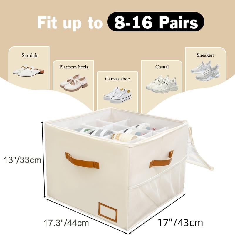 Foldable Fabric Shoe Storage Organiser – Holds 16 Pairs, Clear Lid & … – 👟