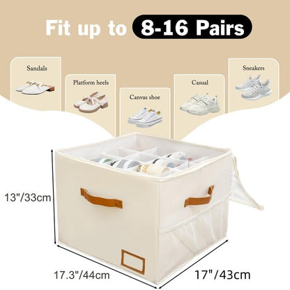 Foldable Fabric Shoe Storage Organiser – Holds 16 Pairs, Clear Lid & … – 👟