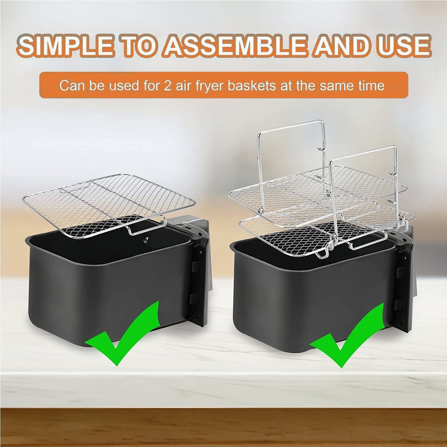 Layer Air Fryer Rack – 304 Stainless Steel | Fits Ninja Dz201 & Dz4… – 🌟 Key