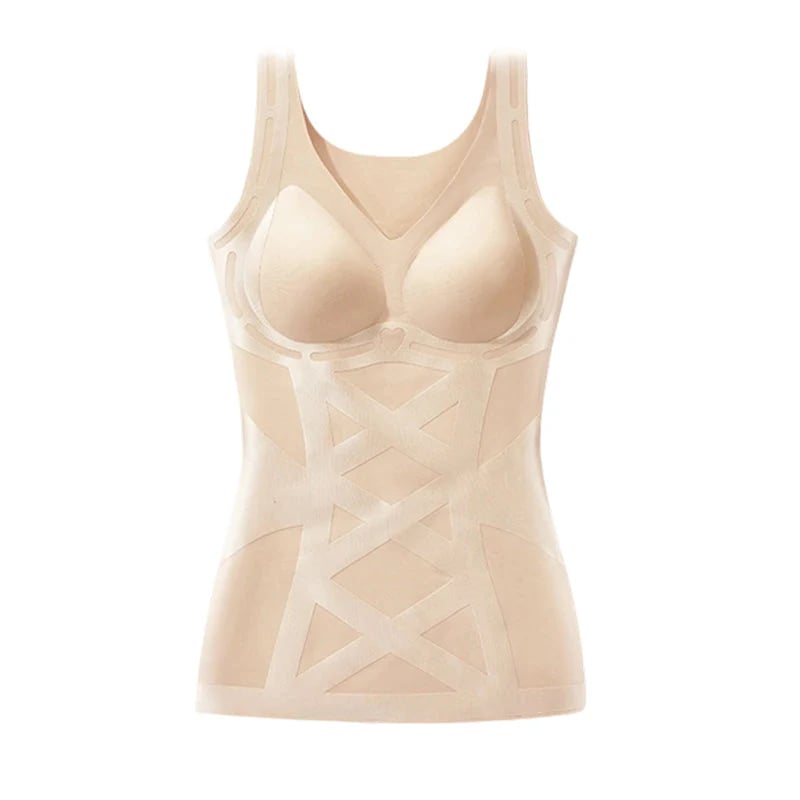 Seamless Body Shaping Camisole with Built-In Bra – Tummy Control, Posture Support | M–3XL