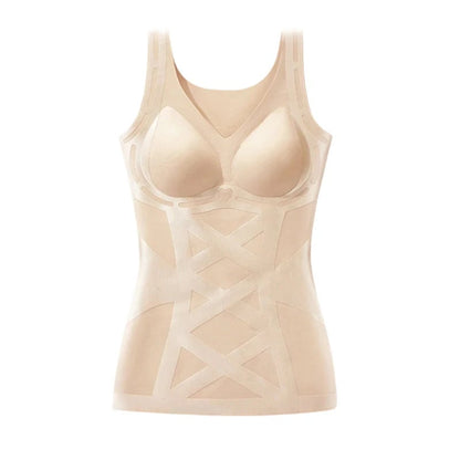 Seamless Body Shaping Camisole with Built-In Bra – Tummy Control, Posture Support | M–3XL