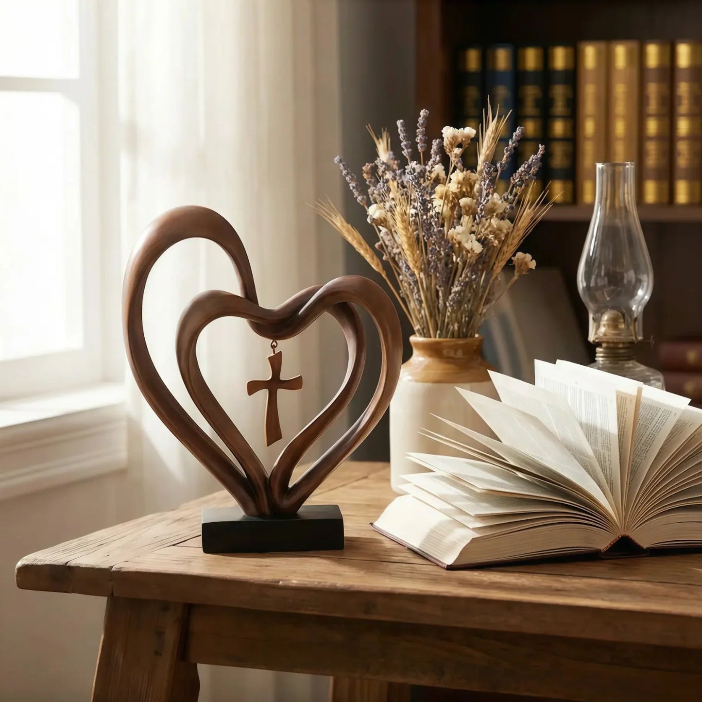Marriage Takes Three - Entwined Heart & Cross Tabletop Accent – Marri… –