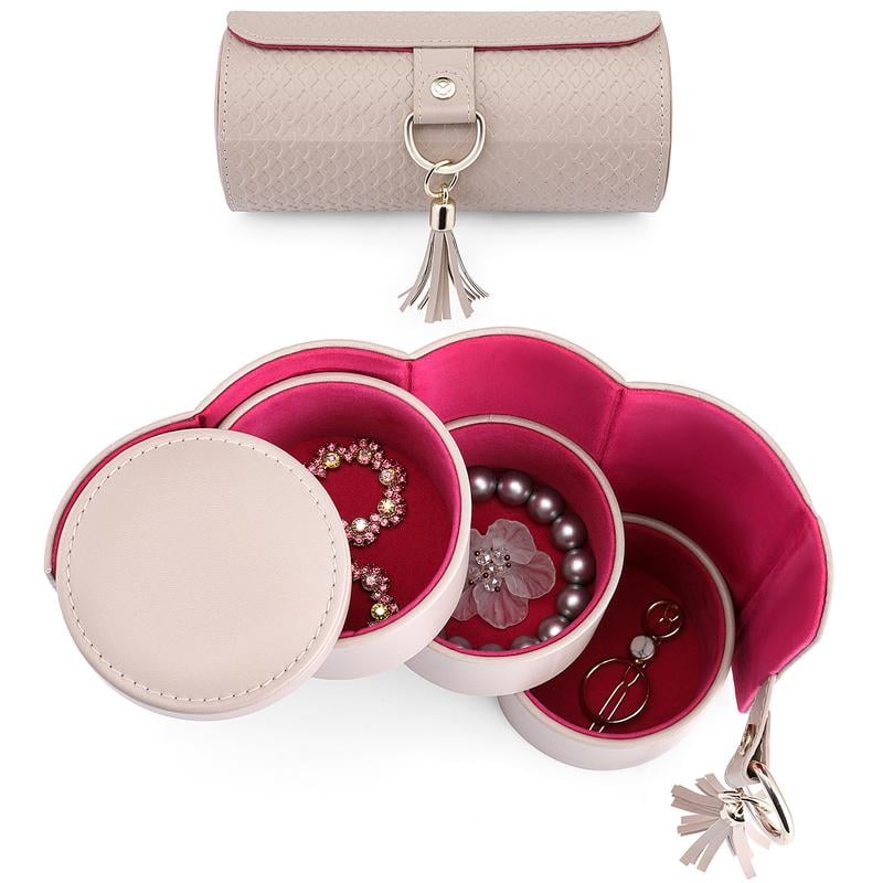 Layered Travel Jewelry Case – 3-tier Velvet Interior, Faux Leather | … – ❤️