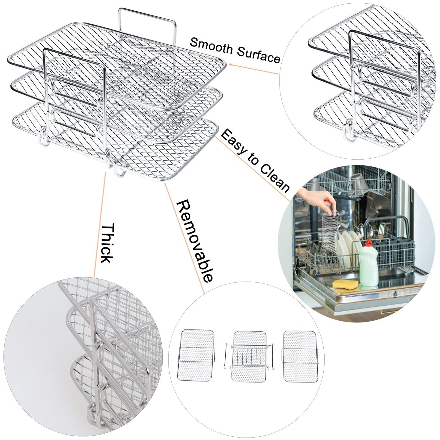 Layer Air Fryer Rack – 304 Stainless Steel | Fits Ninja Dz201 & Dz4… – 🌟 Key