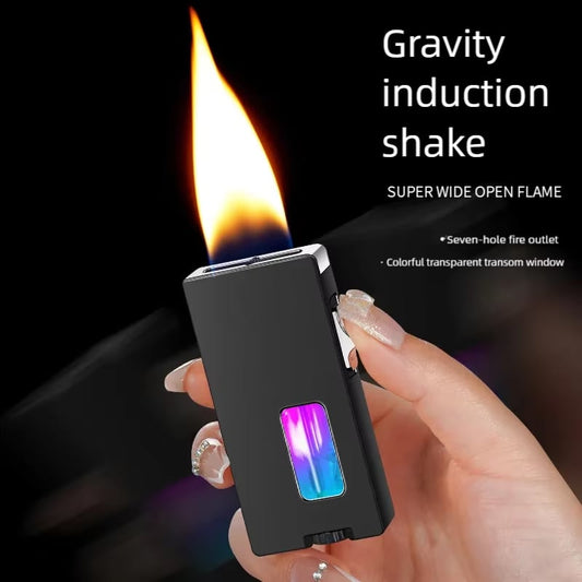 Windproof 7-hole Refillable Butane Lighter – Gravity-activated Igniti… – 🔥