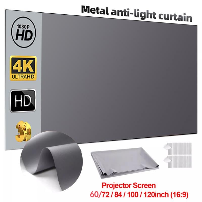Anti-light 4k Projector Screen – 2.4 Gain, 160° View, Foldable & Velc… – 🌟