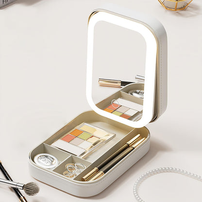 Led Makeup Bag With Built-in Mirror – 3 Lighting Modes, Multi-compart… – 🌟 Key