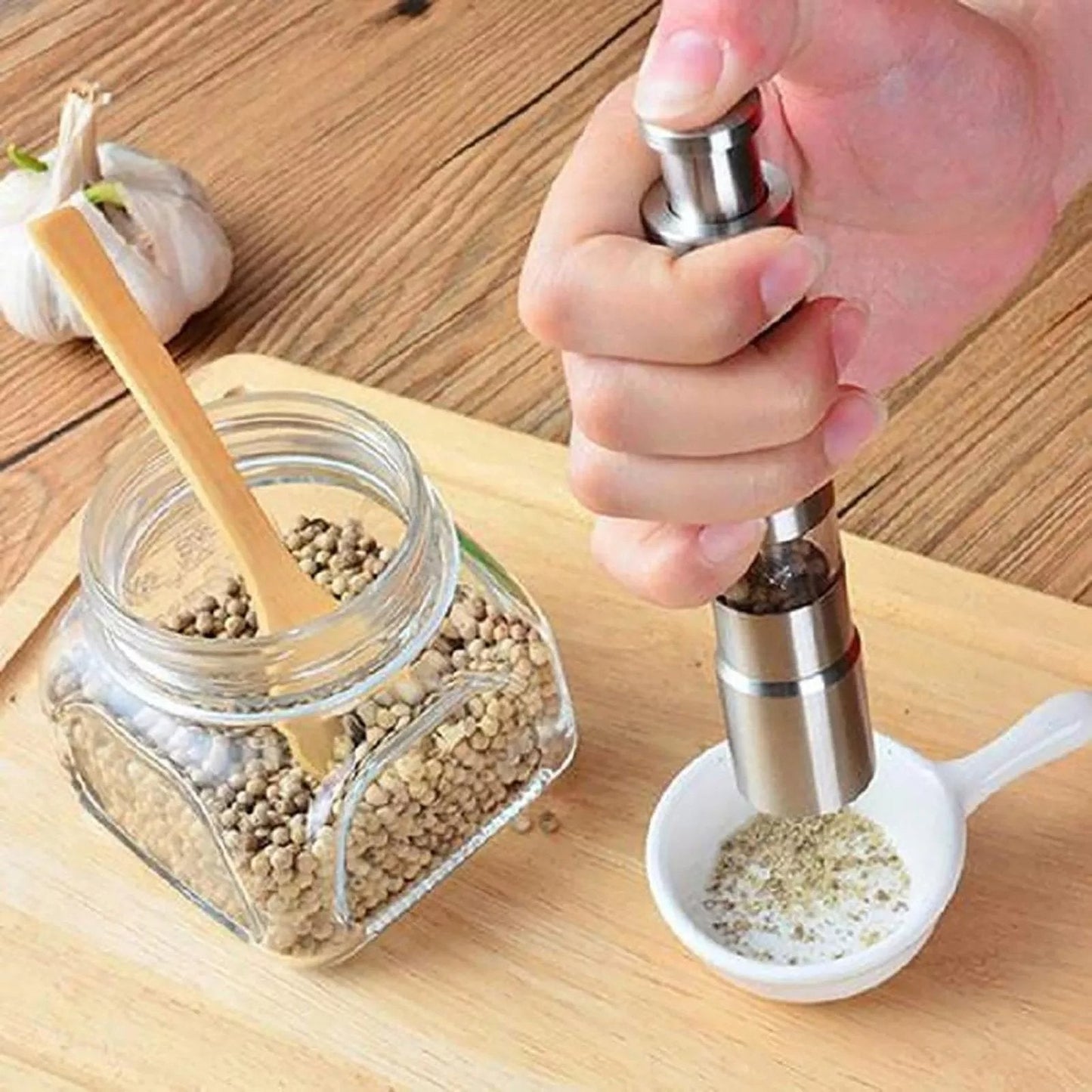 Stainless Steel Salt & Pepper Grinder Set – One-touch Thumb Button, P… – ⏰ Hurry