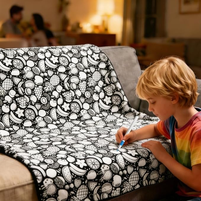 Diy Color Your Own Throw Blanket – 50”x60” Soft Plush Fleece | 24 Pai… – 🎨 Get