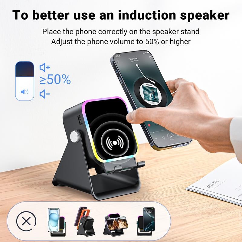 In-1 Wireless Induction Bluetooth Speaker With Adjustable Phone Sta… – 🔹 🔹 🔹
