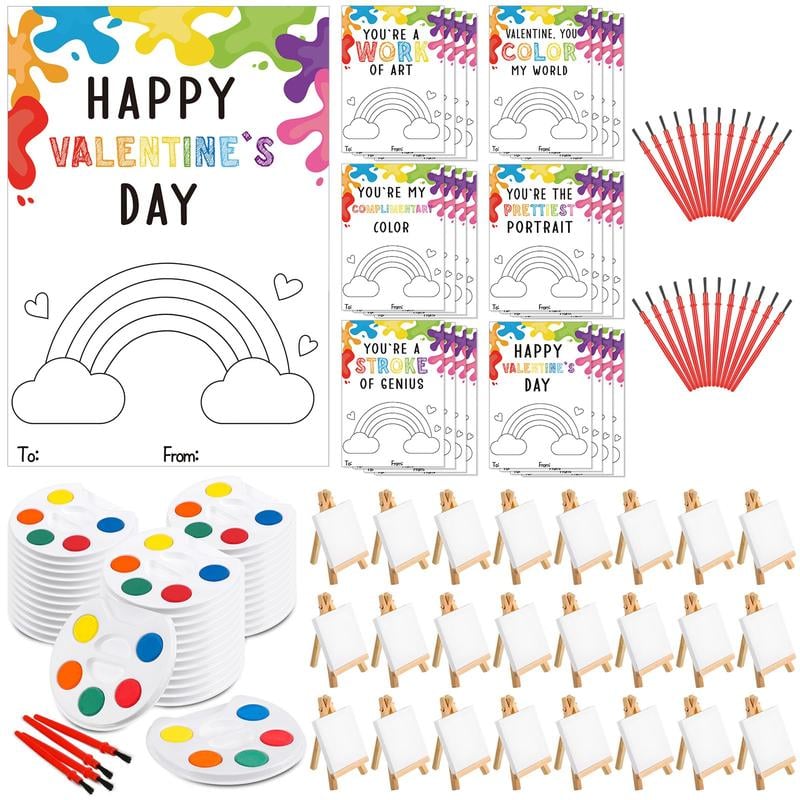 Valentine's Day Watercolor Paint Brush Greeting Card Set – 12 Or 24 P… – 🎨