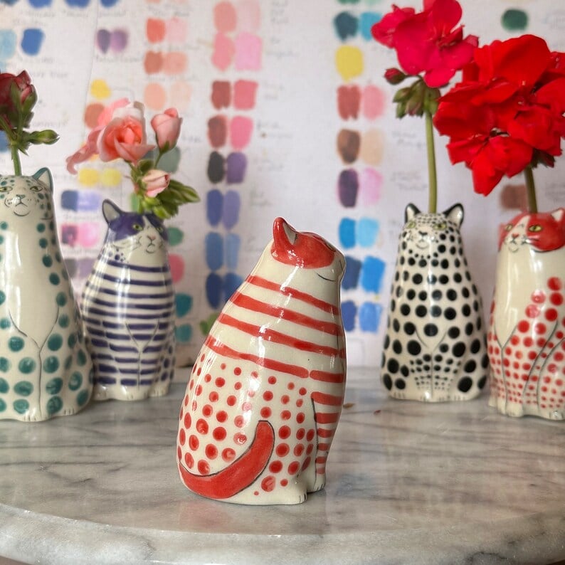 Handmade Ceramic Cat Vase – Handmade Ceramic | Vase | Everyday Use – ✅
