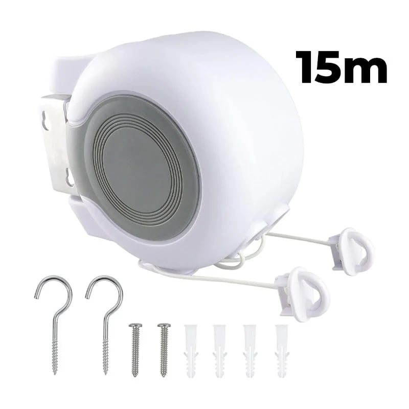 Invisible Retractable Clothesline – Dual Line, 26m, 22lbs Load | 3-Min Install, Indoor & Outdoor
