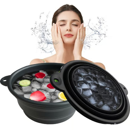Facial Ice Bath Bowl – Silicone, Foldable & Portable | Built-in Ice C… – ✅ Fast