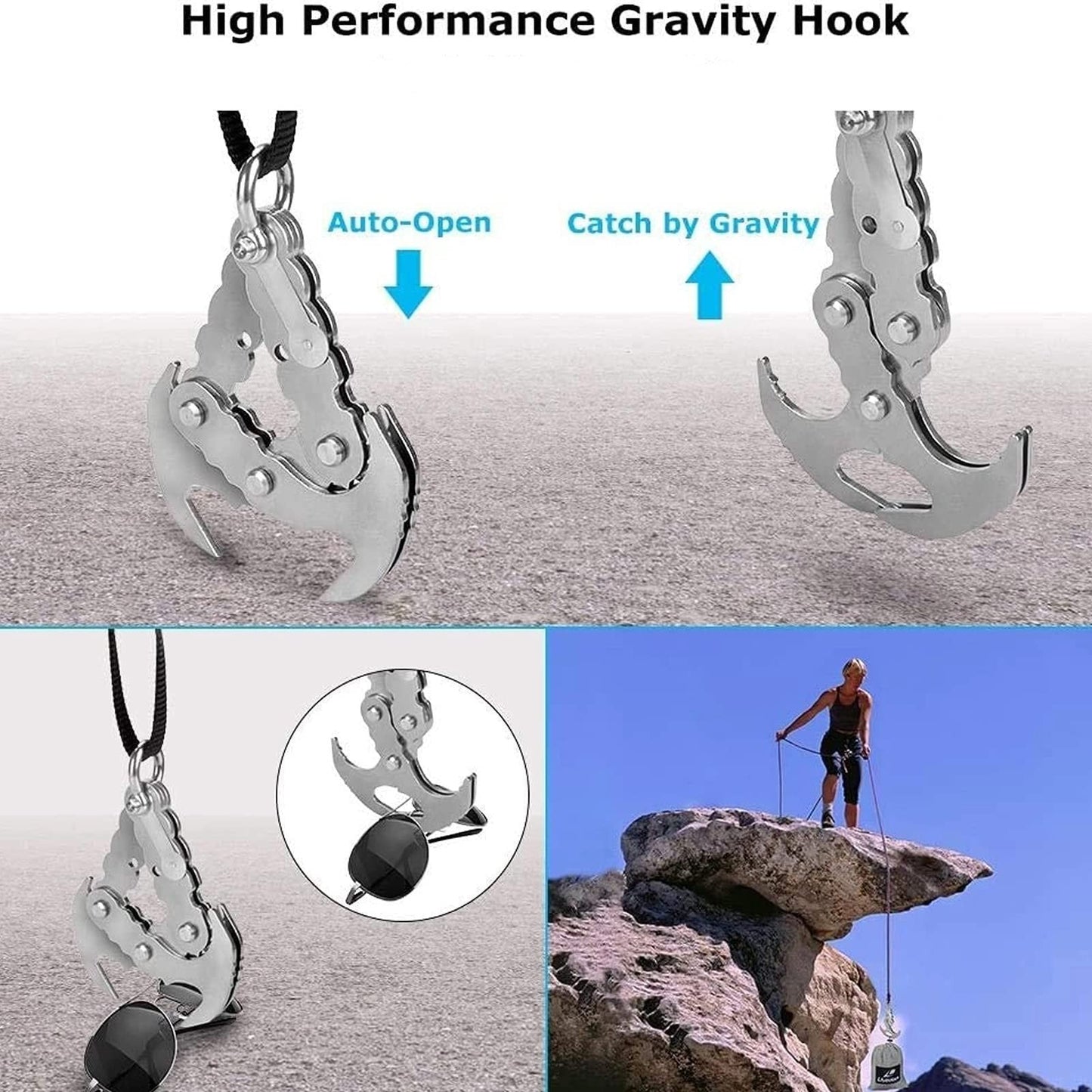 Multifunctional Stainless Steel Carabiner Hook – 2-in-1 Gravity Grapp… – ✨