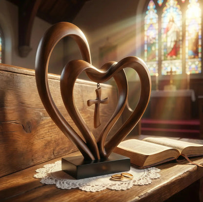 Marriage Takes Three - Entwined Heart & Cross Tabletop Accent – Marri… –